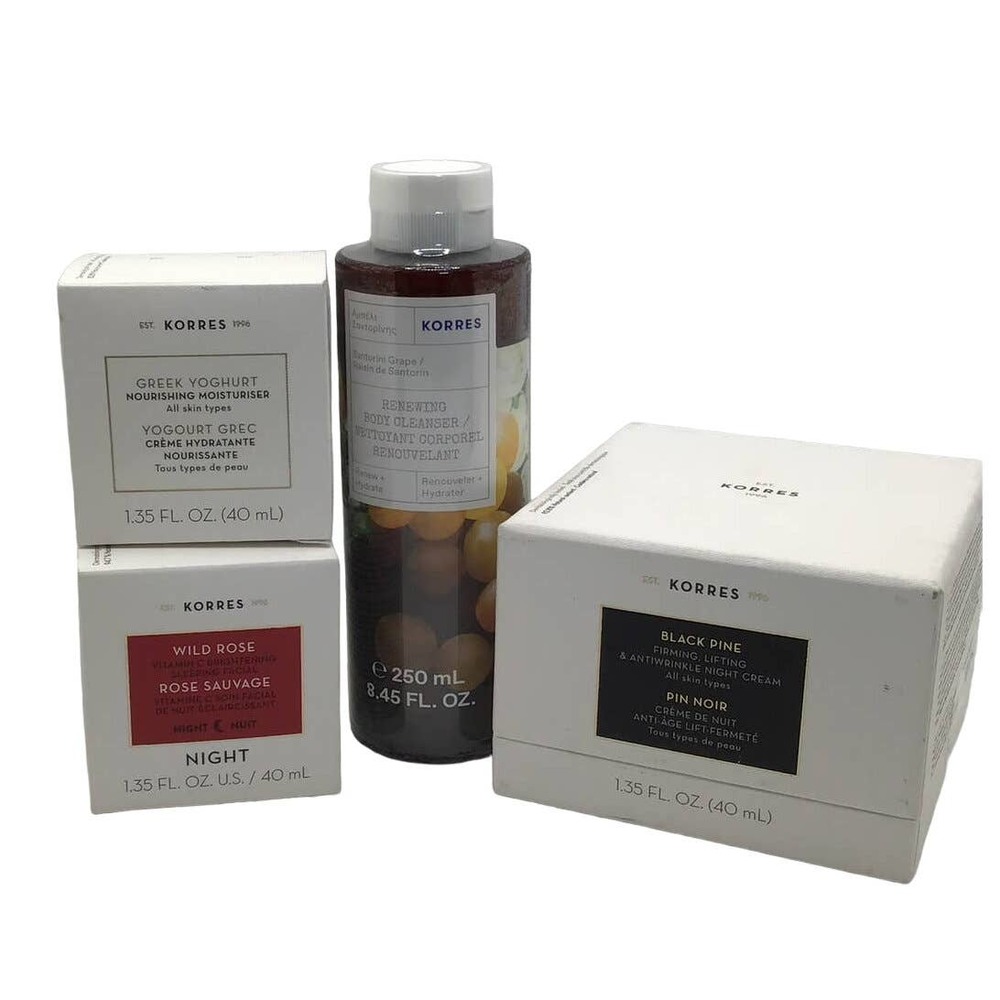 KORRES SKINCARE PACKAGE FACIAL CLEANSER MOISTURIZER CREAM  (BUNDLE OF 4)